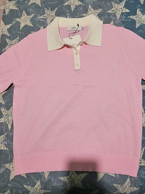 Blouse with collar pink new, one size