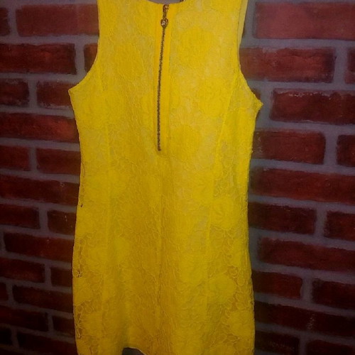 Zic Zac mini dress with lace like new, canary yellow, size S