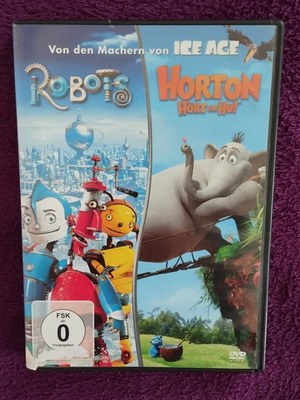 Set of 2 DVD children's movies "Robots" and "Horton" like new, German