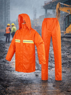 Αδιάβροχο Σετ Υψηλής Ορατότητας Καινούργιο (Παντελόνι και Πανωφόρι)