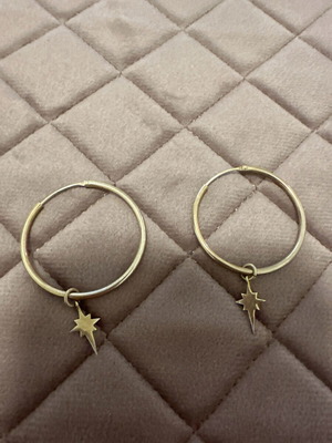 Silver hoop earrings used, gold plated, 3.5 cm diameter