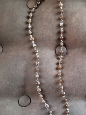Rosary necklace used 30cm smoky quartz brown and silver