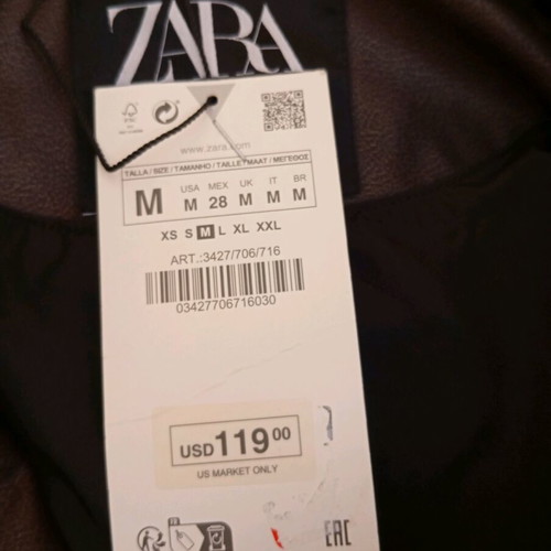 Δερμάτινο ανδρικό μπουφάν Zara καινούργιο, καφέ, μέγεθος medium