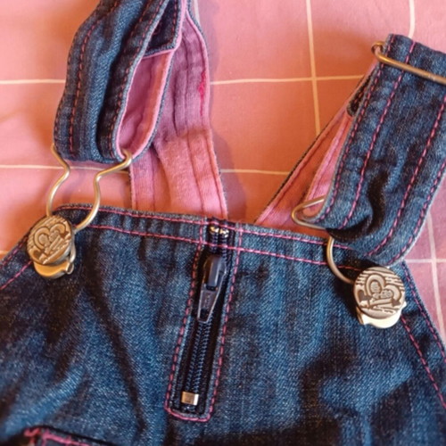 Allouette denim dress for girl 3 years 98 cm like new, pink details
