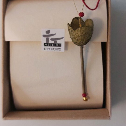Attilio Handmade Floral Bell Necklace in Brass like new