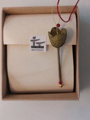 Attilio Handmade Floral Bell Necklace in Brass like new