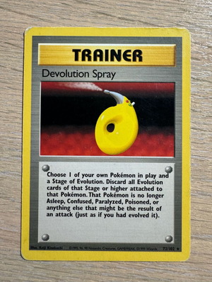 Devolution Spray Trainer card Base Set 72/102 Pokemon TCG 1999