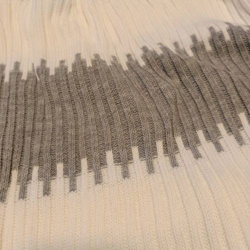 Knitted set new with midi skirt and pullover white gray