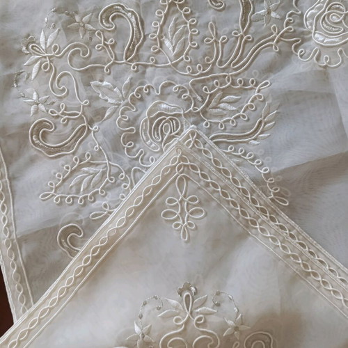 Tablecloth and silk chiffon square embossed floss embroidery new