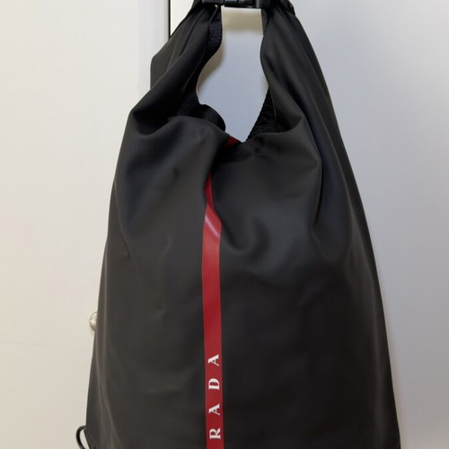 Prada Luna Rossa bag new, black with red stripe, waterproof backpack