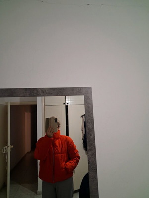 Only Red Puffer Jacket like new, short style with high collar