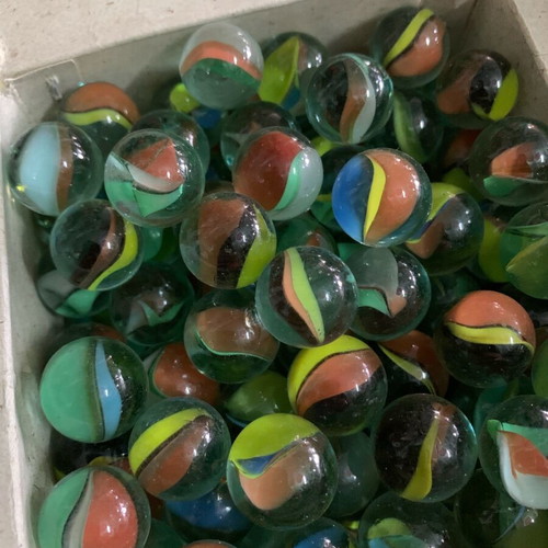 Vintage glass marbles 100 pieces from the 70s in paper packaging new