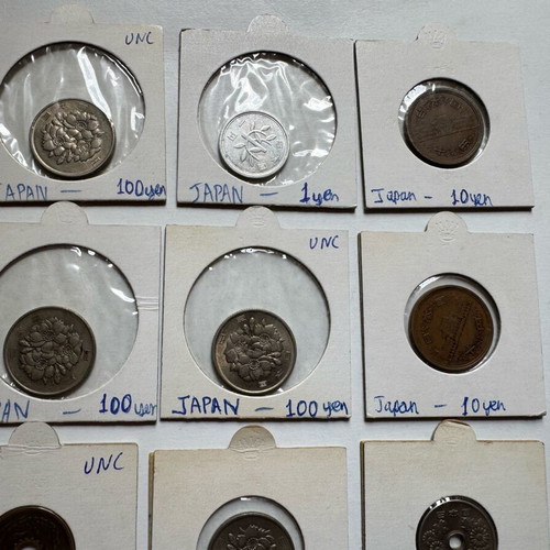 Coins from Germany 1950 and Japan used, pack of 24