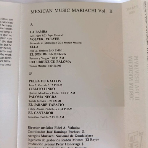 Mexican Music Mariachi Vol. II collectible cassette new, traditional