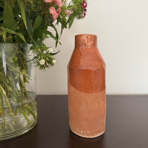 Handmade ceramic vase red brown new