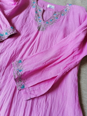 Raxevsky long linen blouse XL new, pink