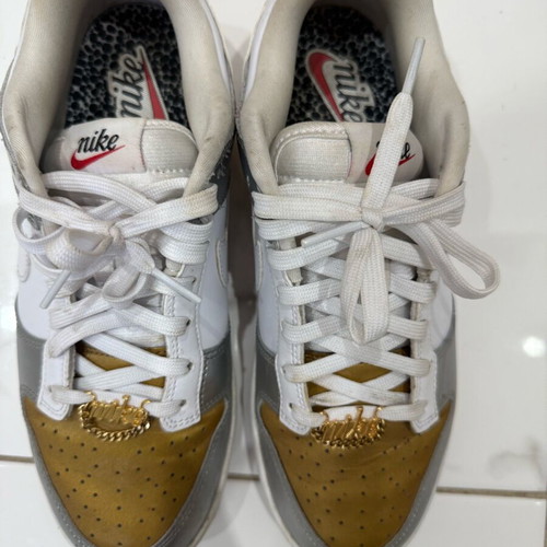 Nike Dunk Low athletic shoes like new, size 41, white and gold