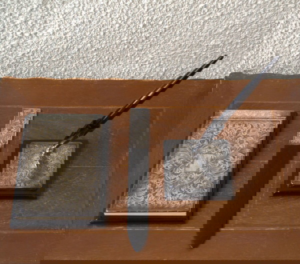 Desk set (3) - Silver, Wood