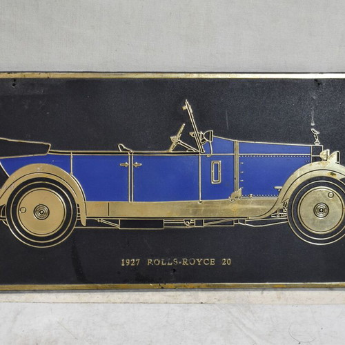 Metal decorative plate Rolls-Royce 20 (1927) used, vintage collectible