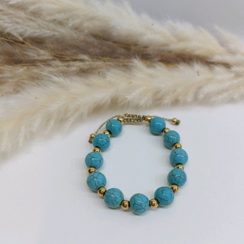 Bracelet with semi-precious howlite stones and steel new