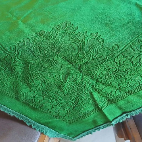 Velvet tablecloth like new in deep green shade