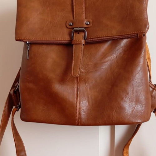 Backpack large brown faux leather
