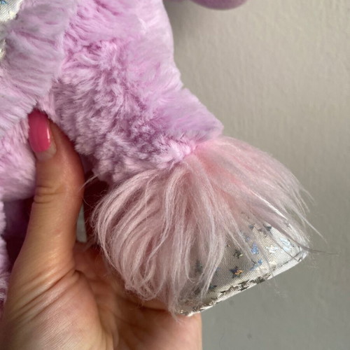 Pegasus plush toy pale pink and light purple with silver stars used