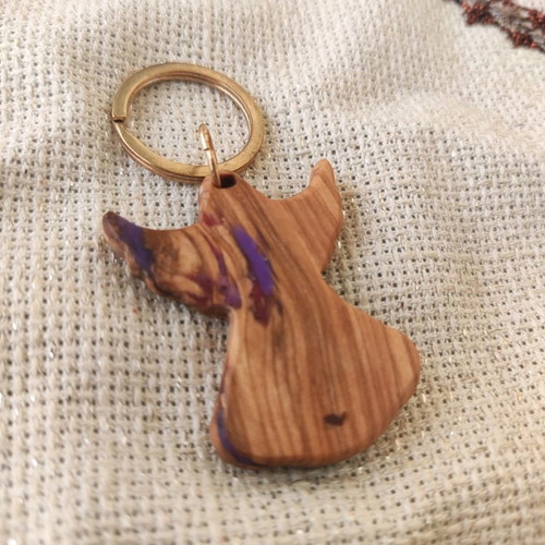 Wooden angel keychain