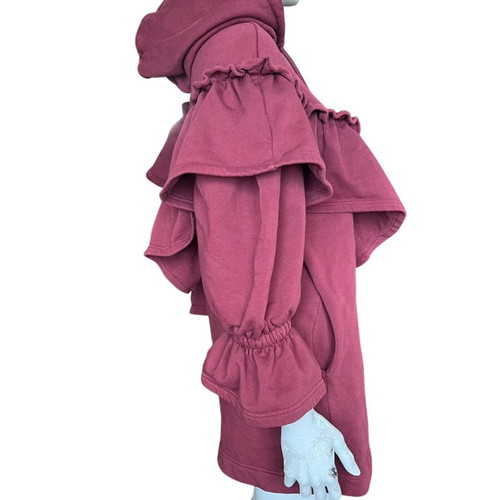Viktor & Rolf Everywear Ruffle Hooded Dress used, size XS, red
