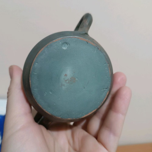 Handmade ceramic mug with two handles like new