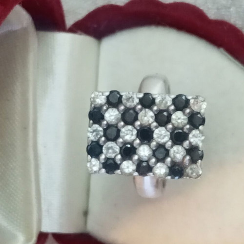 925 silver ring with synthetic sapphires and zircon, size 54