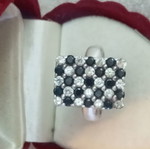 925 silver ring with synthetic sapphires and zircon, size 54