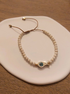 Fish Eye Bracelet with Stones new, beige and gold