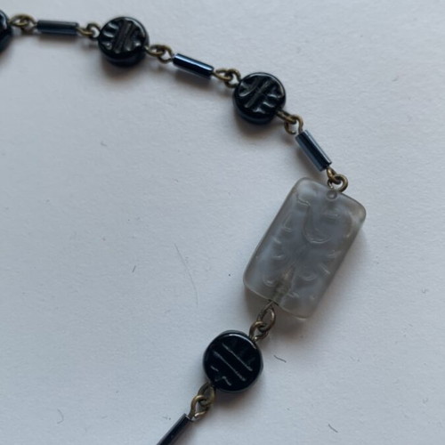 Art Deco vintage necklace used with glass and French jet beads
