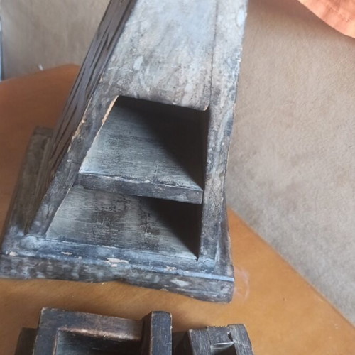 Boho wooden jewelry box used with defects