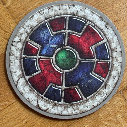 Coasters with Celtic designs, new, set of 4, wood and cork