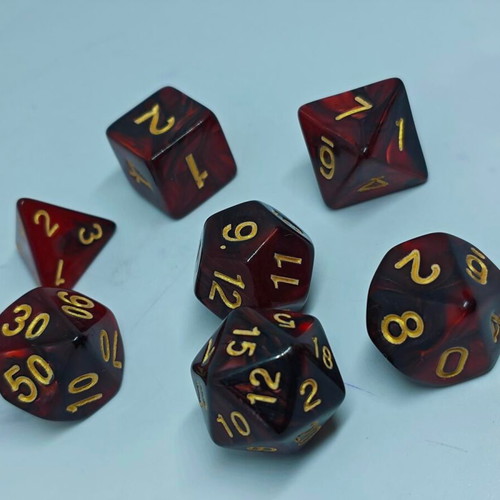 RPG dice set 7 pieces dark burgundy swirl color like new