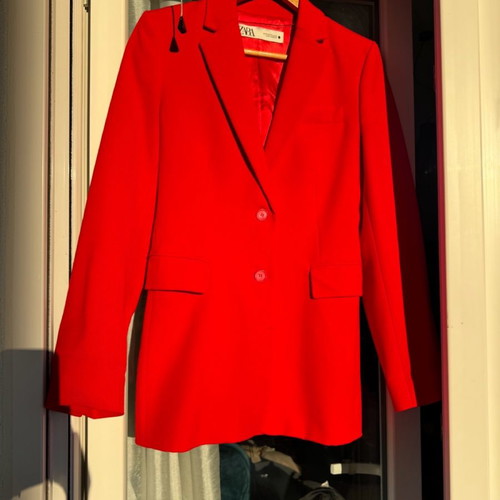 Zara blazer red fitted long XS used