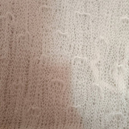 Mohair wool scarf like new, beige with fringes