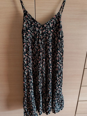 Attrativo midi summer dress used, printed viscose, black, size M