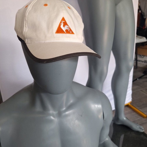 Le Coq Sportif original cotton dad hat, cream and orange