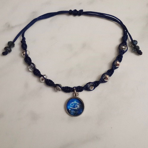 Women's blue bracelet with Cancer zodiac sign new