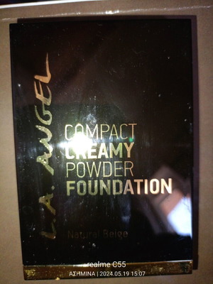Creamy powder foundation used, natural beige