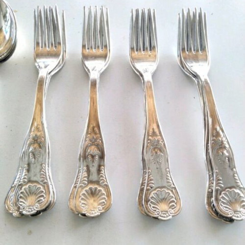 Vintage silver-plated Kings Pattern cutlery set, 50 pieces
