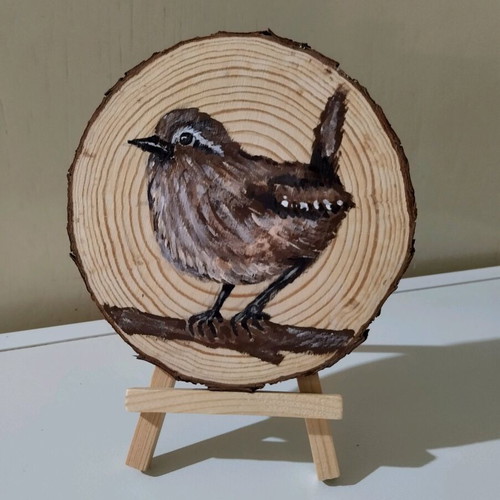 Handmade wood painting new, dimensions 14×13 cm