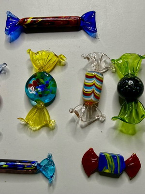 Καραμέλες Murano από γυαλί, σετ 7 πολύχρωμες διακοσμητικές καινούργιο