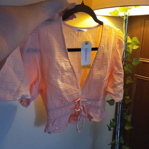 Terranova peach short sleeve crop top S muslin