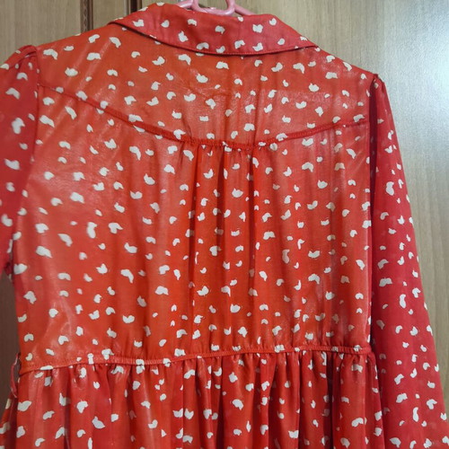 Dress Miss Jolie long sleeve red with gray flowers like new, size L