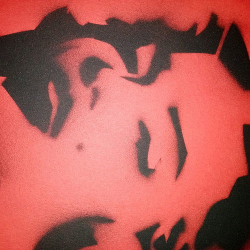 Marilyn Monroe stencil art like new, black spray on red paper 24x34cm