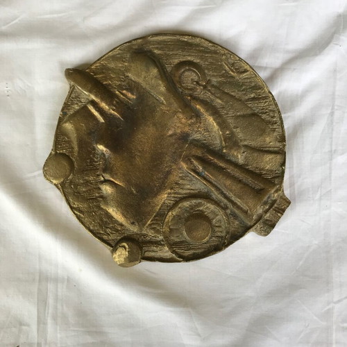 Large bronze sculpture medal by Mary Papakonstantinou used